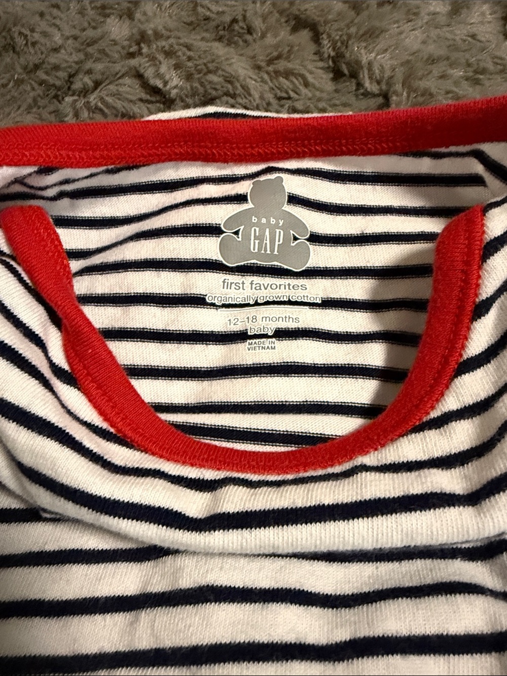 GAP Black & White Striped Baby One-Piece with Red Trim - Picture 4 of 4